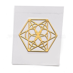 Самоклеющиеся латунные наклейки, наклейки для скрапбукинга, для поделок из эпоксидной смолы, шестиугольник, золотые, 2.7x3.05x0.05 см