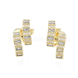 Серьги-гвоздики в форме ленты из прозрачного кубического циркония, украшения из латуни для женщин, золотые, 18x8.5 мм, штифты : 0.6 мм