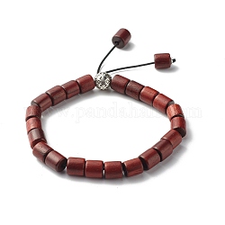 Bracciale elasticizzato con perline in legno cerato per uomo donna, braccialetto di perline tonde in lega stile tibetano con nappa, sella marrone, diametro interno: 2-1/4 pollice (5.7 cm)