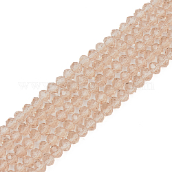 Glass Beads Strands, Faceted, Rondelle, Tan, 10x8mm, Hole: 1mm, about 65~66pcs/strand, 20.8~21.2 inch(53~54cm)