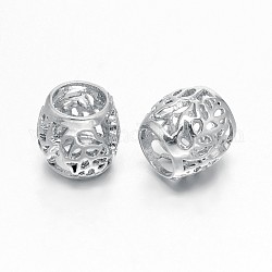 Zinc Alloy Rondelle Hollow Large Hole Beads, Lead Free & Nickel Free, Real Platinum Plated, 11x11mm, Hole: 6mm