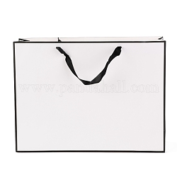Bolsas de papel rectangulares, con asas, para bolsas de regalo y bolsas de compras, blanco, 32x43x0.6 cm