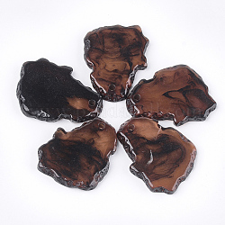 Pendentifs en résine, pierre d'imitation, pépites, selle marron, 39~40x31~32x5mm, Trou: 3mm
