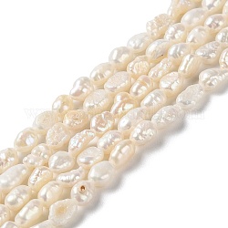 Chapelets de perles en Keshi naturel, perle de culture d'eau douce, perles baroques, ovale, Note 3 un, papayawhip, 5.5~6.5x4~4.5x2.5~4mm, Trou: 0.6mm, Environ 52 pcs/chapelet, 13.58'' (34.5 cm)