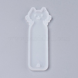 Moldes de marcadores de silicona, moldes de resina, forma de gato, blanco, 93x35x4.5mm, diámetro interior: 89x31 mm