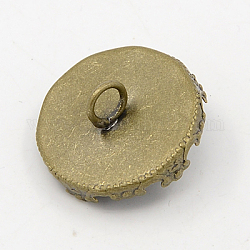 Bases de bronce colgante cabochon para el globo de cristal, sin níquel, plano y redondo, Bronce antiguo, Bandeja: 15 mm, 17x4mm, agujero: 2 mm