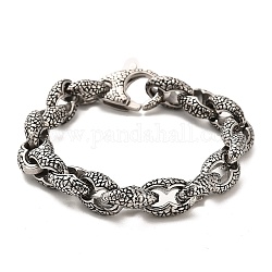 304 bracelets chaîne à maillons serpent en acier inoxydable, argent antique, 8-1/2 pouce (21.6 cm)