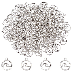 SUPERFINDINGS 300Pcs Ocean Wave Charms Alloy Waves Connector Charms Flat Round with Wave Pendants Surfer Wave in Circle Charms for DIY Jewelry Making Necklace Bracelet,Hole:1.6mm