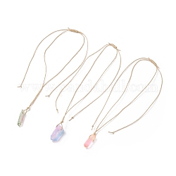 Halskette mit natürlichem Quarzkristall-Nugget-Anhänger, Edelstein-Flechtschmuck für Damen, Mischfarbe, 29.92~30.71 Zoll (76~78 cm)