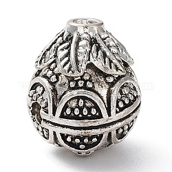 Lega di stile tibetano perline guru 3 foro, perle forate a T., lacrima con foglia, argento antico, 14.5x11x12mm, Foro: 2 mm