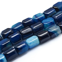 Natural Agate Beads Strands, Dyed & Heated, Column, Dodger Blue, 19.5~20x14~15mm, Hole: 2mm, about 17~19pcs/strand, 14.76 inch(37.5cm)