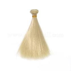 Kunststoff lange gerade Frisur Puppe Perücke Haare, für diy mädchen bjd macht zubehör, Zitronen-Chiffon, 5.91 Zoll (15 cm)