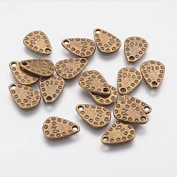 Tibetan Style Pendants, Lead Free & Cadmium Free & Nickel Free, Teardrop, Antique Bronze Color, Color, about 12mm long, 9mm wide, 1.5mm thick, hole: 1.5mm