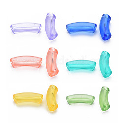 Perles en acrylique transparente, tube incurvé, couleur mixte, 32x9.5x8mm, Trou: 1.8mm, environ 330 pcs/500 g