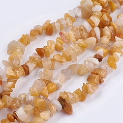 Natural Red and Yellow Jade Stone Bead Strands, Chip, 4~10x4~6x2~4mm, Hole: 1mm, about 210pcs/strand, 35.4 inch