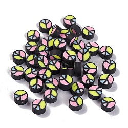 Manuell Polymer Ton Perlen, Flachrund, Farbig, 9~9.5x4.5 mm, Bohrung: 1.5 mm