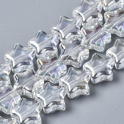 Abalorios de vidrio electroplate hebras, color de ab, estrella, claro ab, 8.5x9x4mm, agujero: 0.7 mm, aproximamente 80 pcs / cadena, 25.20 pulgada (64 cm)