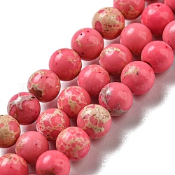 Синтетические окрашенные нити императорской яшмы, круглые, ярко-розовый, 4 мм, отверстие : 1 мм, около 91 шт / нитка, 14.88''~14.96