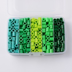Perles de Melty pe bricolage perles à repasser recharges pour les enfants, Tube, progressive couleur verte progressive, 8.5~9x9~9.5mm, environ 68pcs / compartiment, 340 pcs / boîte
