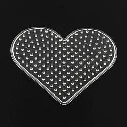 Coeur abc panneaux perforés en plastique utilisés pour les perles à repasser 5x5mm diy, clair, 80x93x5mm