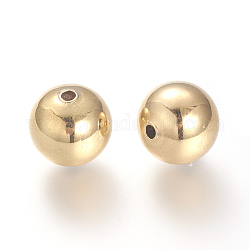 Perles en laiton, sans nickel, véritable plaqué or, ronde, véritable 18k plaqué or, 12mm, Trou: 2mm