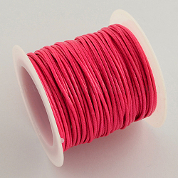 Korean Waxed Polyester Cords, Deep Pink, 1mm, about 10.93 yards(10m)/roll, 25rolls/bag