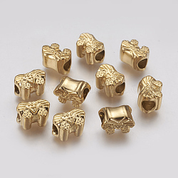 Placcatura ionica (ip) 304 perline europee in acciaio inossidabile, bowknot, perline con foro grande, oro, 9x12.5x8mm, Foro: 4.5 mm