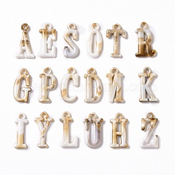 Pendentifs acryliques, style de pierres fines imitation, alphabet, burlywood, 25~26x11.5~15x3mm, Trou: 2.5mm, environ 1020 pcs/500 g