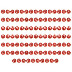 Charms aus vergoldeter Emaille-Legierung, emaillierte Pailletten, Flachrund, rot, letter.n, 14x12x2 mm, Bohrung: 1.5 mm, 100 Stück / Karton