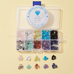 Kits de fabricación de hallazgos de joyería, incluyendo 80g 10 estilos de cuentas de piedras preciosas naturales y sintéticas e hilo de cristal elástico transparente, abalorios: 5~8x5~8 mm, agujero: 1 mm, alrededor de 8 g / estilo