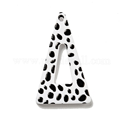 Pendenti acrilici stampati, triangolo con motivo a punti, nero, 33x19.5x2mm, Foro: 1.5 mm