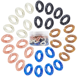 Акриловые соединительные кольца gorgecraft, разъемы для быстрой связи, для изготовления бордюрных цепей, Стиль имитация драгоценных камней, твист, разноцветные, 23x16.5x5.5 мм, отверстие : 11.5x6 мм, 5 цветов, 20 шт / цвет, 100 шт / коробка