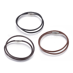 Bracciali / collana di cordoncini di cuoio, due anelli, con 304 fermaglio a vite magnetica in acciaio inossidabile, colore misto, 16.7 pollice (42.5 cm), 3mm