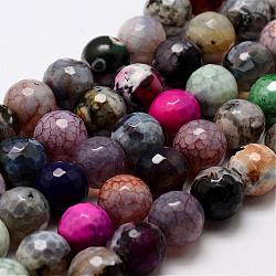Fili di perline di agata crepitante naturale, tinto, sfaccettato, tondo, colorato, 12mm, Foro: 1.5 mm, circa 30~32pcs/filo, 14 pollice