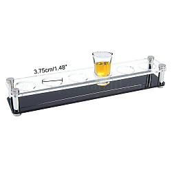 6-Hole Acrylic Shot Glasses Holders, with 304 Stainless Steel Support Standoff Pins, Beer Wine Glasses Organizer Rack for Family Party Bar Pub, Rectangle, Black, 325x65x50mm