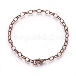 Iron Bracelet Making, with Lobster Claw Clasps, Red Copper, 8-1/8 inch(20.5cm)