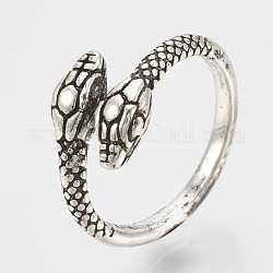 Регулируемые кольца перста сплава, змея, античное серебро, Размер 7, 17 мм