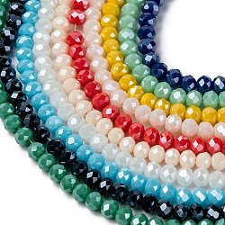 Chapelets de perles en verre électroplaqué, perle plaquée lustre, facette, rondelle, couleur mixte, 6x5mm, Trou: 1mm, Environ 92~94 pcs/chapelet, 1strand / couleur, 10 couleurs