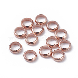 Brass Spacer Beads, Flat Round, Rose Gold, 4x1mm, Hole: 2.5mm