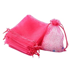 Bolsas de organza bolsas de almacenamiento de joyas, Bolsas de regalo con cordón de malla para fiesta de boda, rojo violeta medio, 15x10 cm
