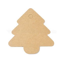 100 etichetta regalo in carta kraft bianca, albero di Natale, Burlywood, 5.45x5.35x0.05cm, Foro: 4.5 mm