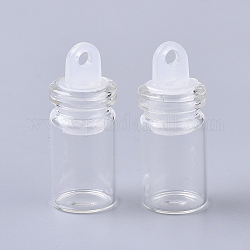Glasflasche Anhänger Dekoration, Ich wünsche eine Flasche, mit Kunststoffstecker, Transparent, 24.5x10 mm, Bohrung: 2 mm, Kapazität: 1 ml (0.03 fl. oz)