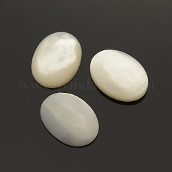 White Shell Cabochons, Oval, Creamy White, 18x13x3mm