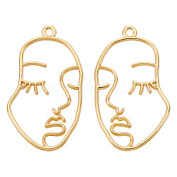SUNNYCLUE 1 Box Human Face Charms Open Back Bezel Abstract Face Charms Golden Blanks Hollow Resin Frame Double Sided Charm Women Profile Head Charms for Jewelry Making Charm DIY Earrings Supplies