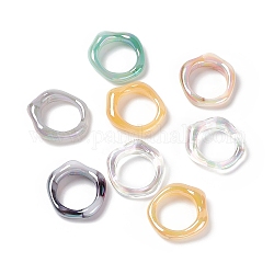 Anneaux de liaison acryliques opaques, anneau irrégulier, de couleur plaquée ab , couleur mixte, 25x25.5x5.5mm, diamètre intérieur: 16 mm