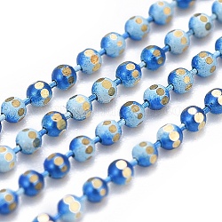 Facettierte Kugelketten aus galvanisiertem Messing, Runde, mit Spule, gelötet, Blau, 1.5 mm, ca. 164.04 Fuß (50m)/Rolle