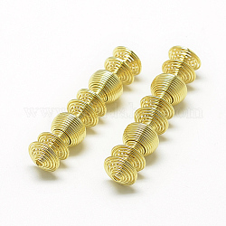 Perle di ferro placcato in ferro, perline bobina, oro, 43x9mm, Foro: 2 mm