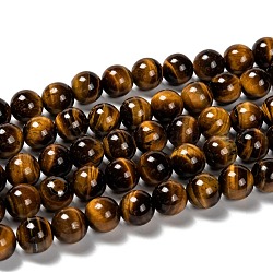 Natürlichen Tigerauge runde Perle Stränge, 10 mm, Bohrung: 1 mm, ca. 38 Stk. / Strang, 15 Zoll