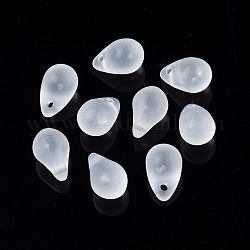 Transparent Acrylic Pendants, Frosted, Teardrop, WhiteSmoke, 13x8.5mm, Hole: 1.6mm, about 1000pcs/500g