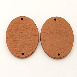 Wooden Links Connectors, Oval, Sienna, 39x29x3mm, Hole: 1mm